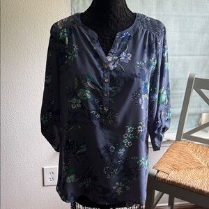 Croft & Barrow Navy Floral Blouse
